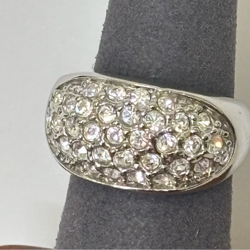 Silver Pave Crystal Ring Size 7